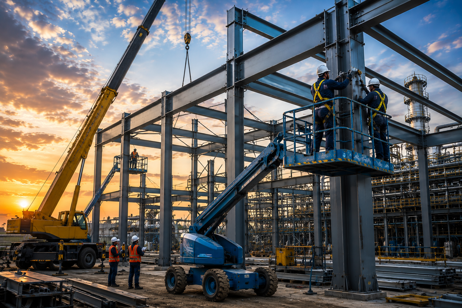 Erection crew on site